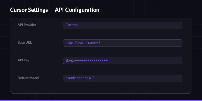 Cursor IDE API configuration