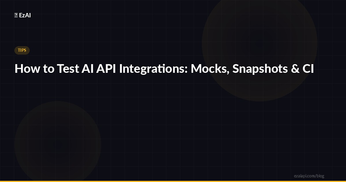 How to Test AI API Integrations: Mocks, Snapshots & CI